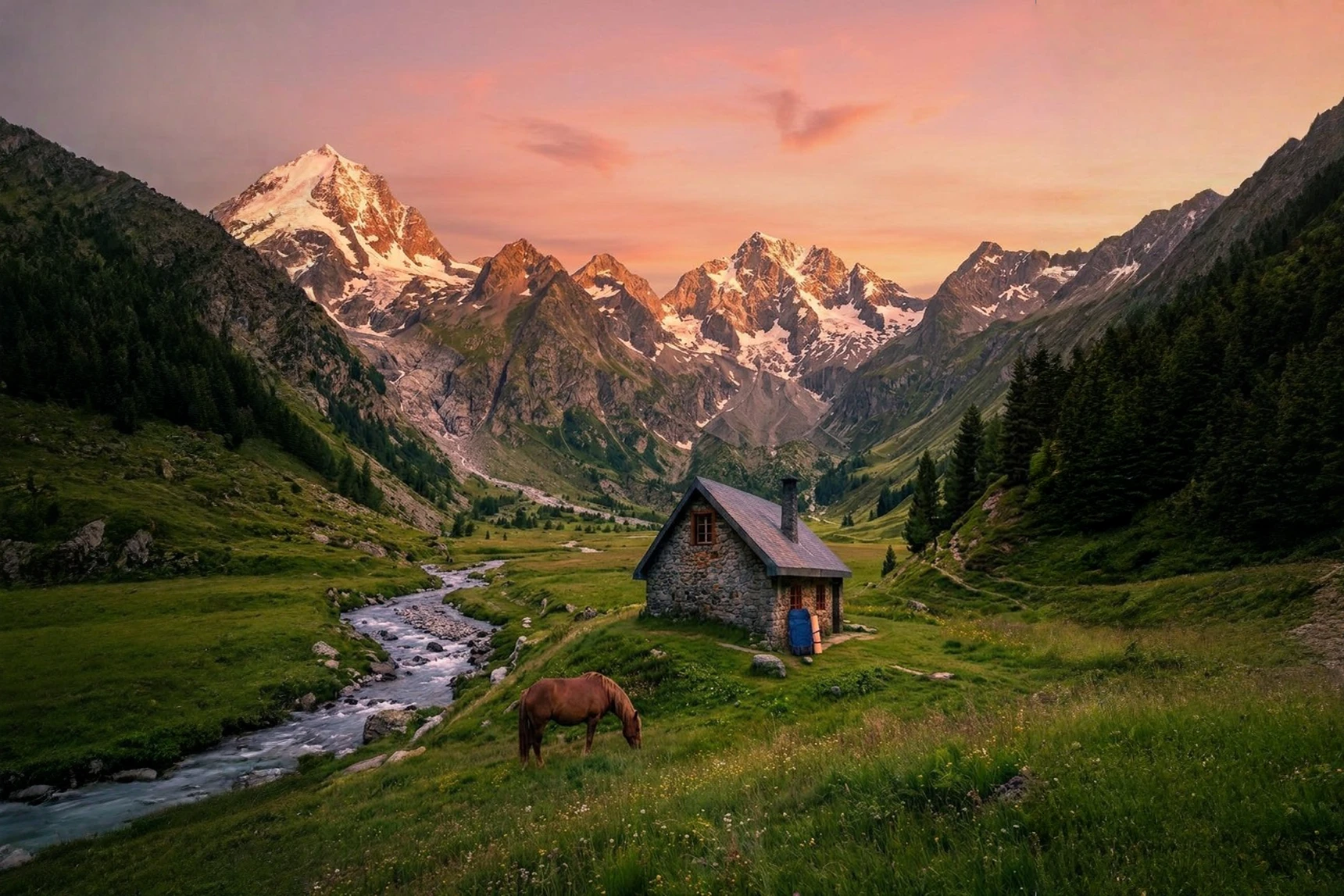 Paisaje de montaña al amanecer