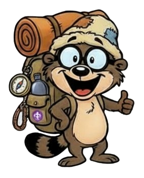 Refli, mapache excursionista, te anima con un pulgar hacia arriba